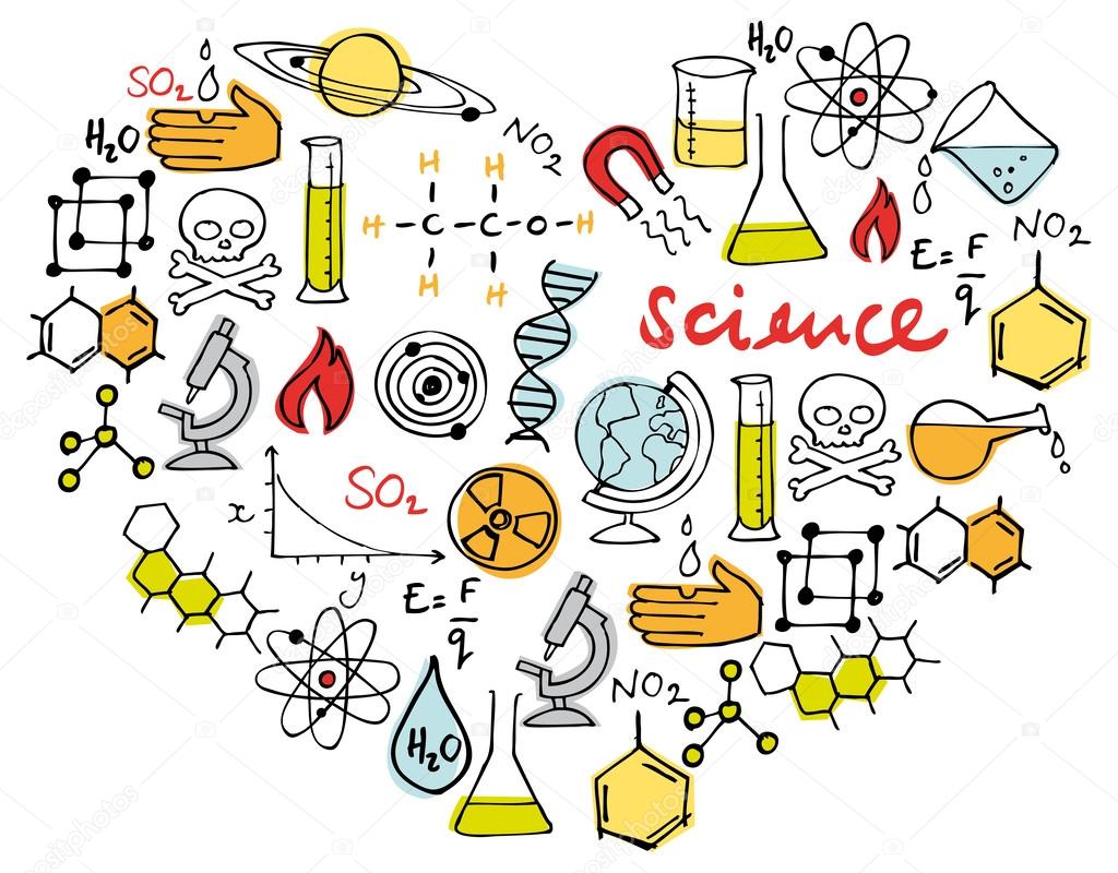 Heart made from Science symbols